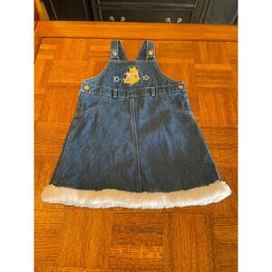 Disney Winnie the Pooh embroidered denim jumper with fleece trim size 4T